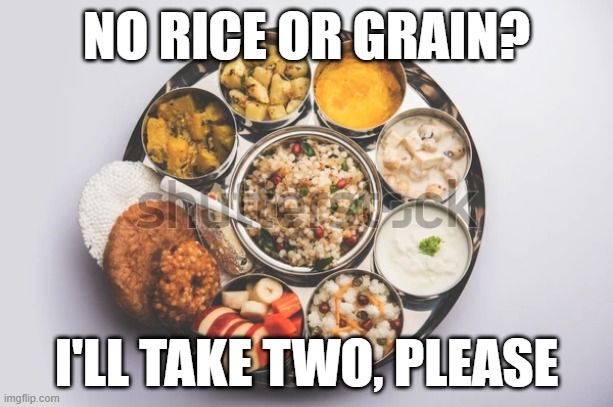A meme on Indian fasting food