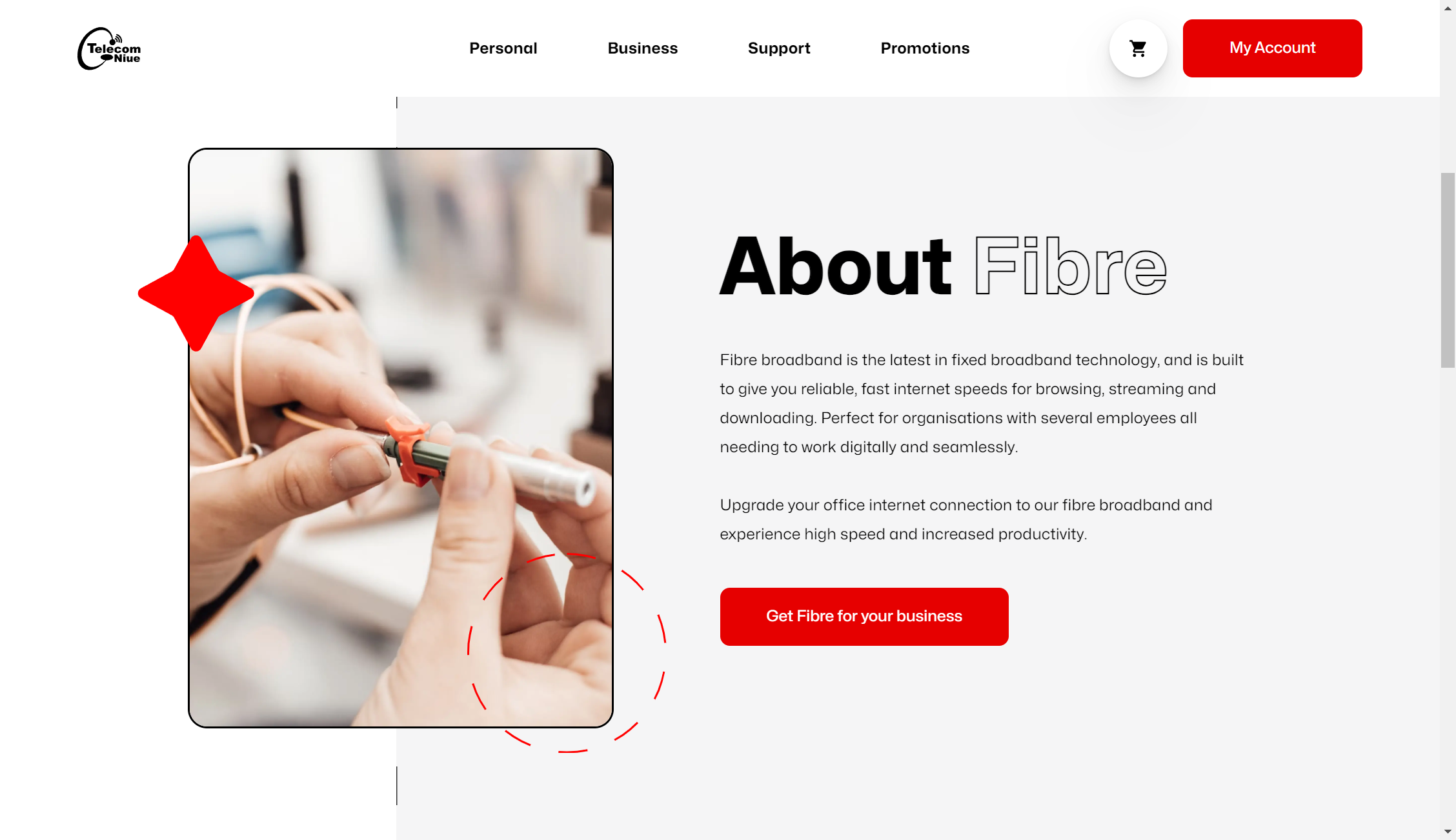 telecom niue fibre landing page